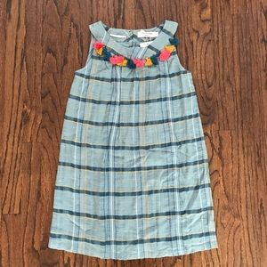 NWT Nice Things Blue Plaid + Tassel Dress